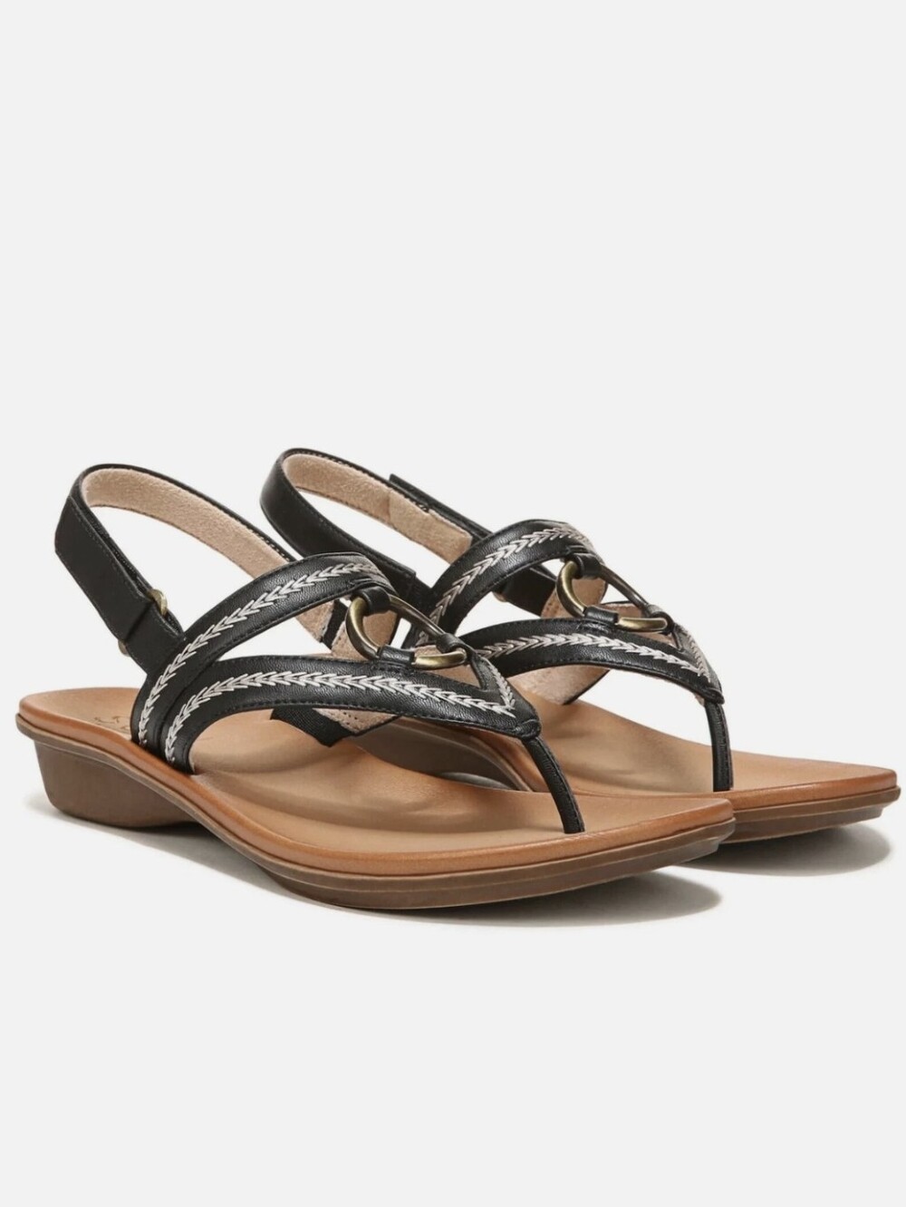 Naturalizer Sunny Womens Sling Back Sandal Black Faux Leather Size 8